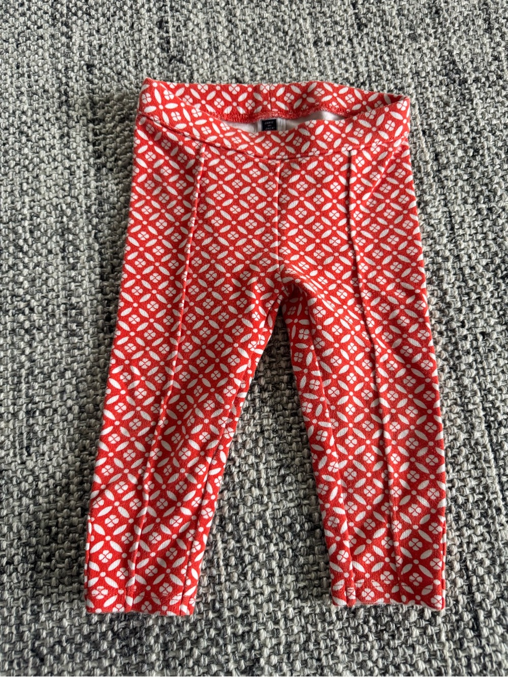 Janie and Jack Red & White Geometric Kids Leggings